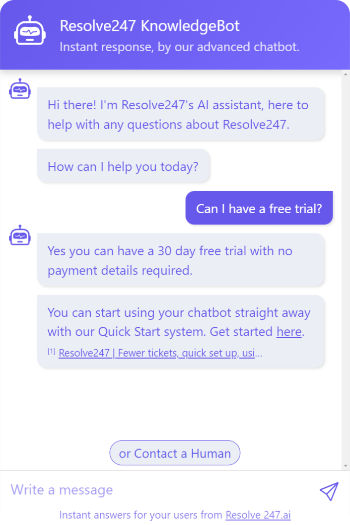 AI chatbot answering a SaaS user's how-to question