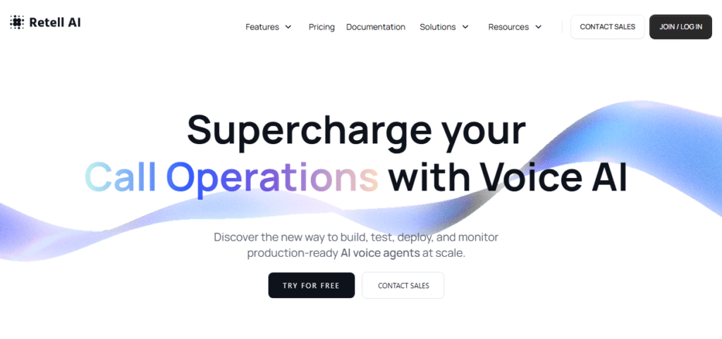 Screenshot of Retell AI's website for the Voice AI