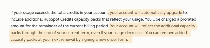 a screenshot of HubSpot terms regarding auto upgrades