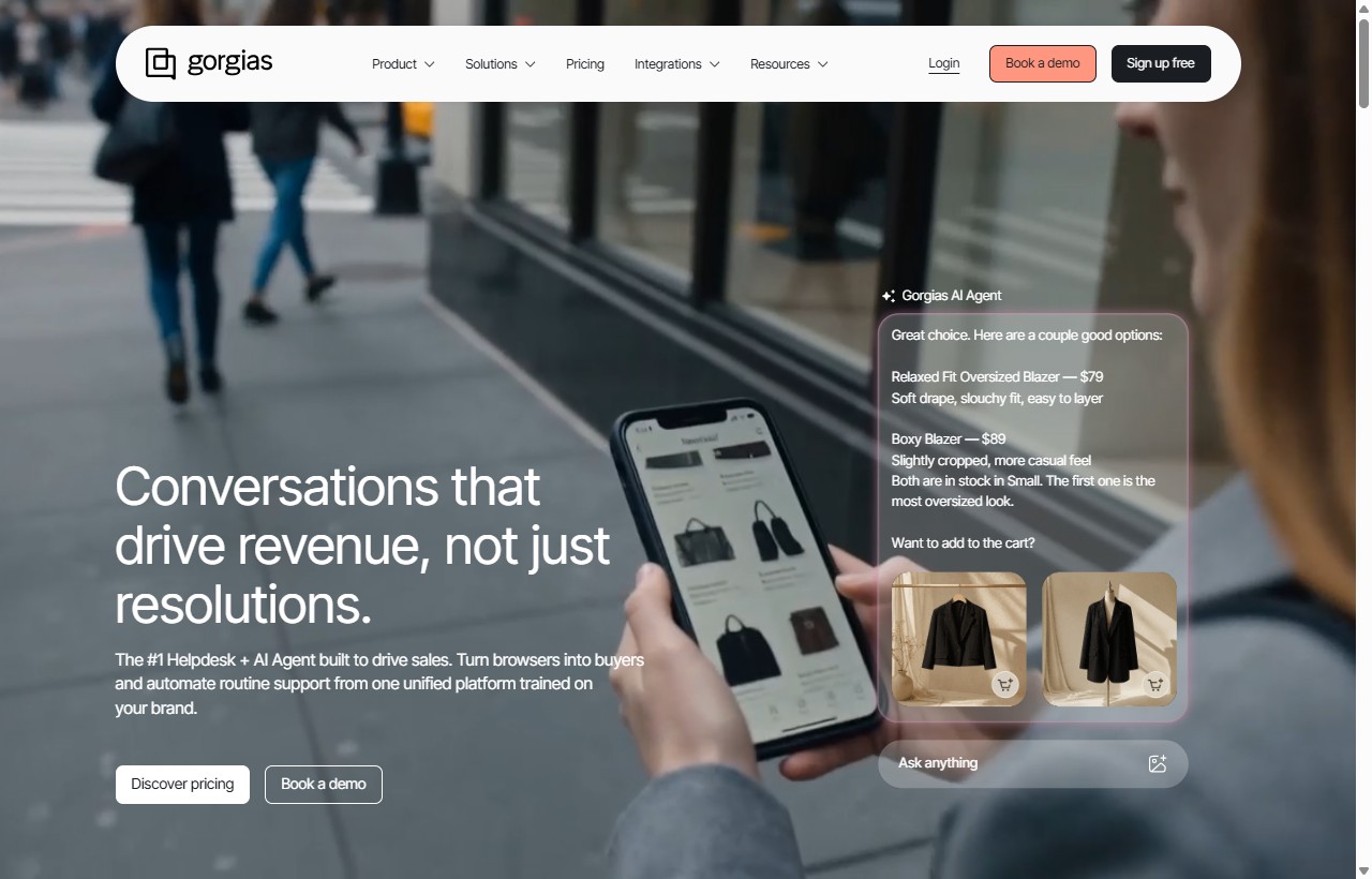 Gorgias ecommerce helpdesk and AI agent homepage