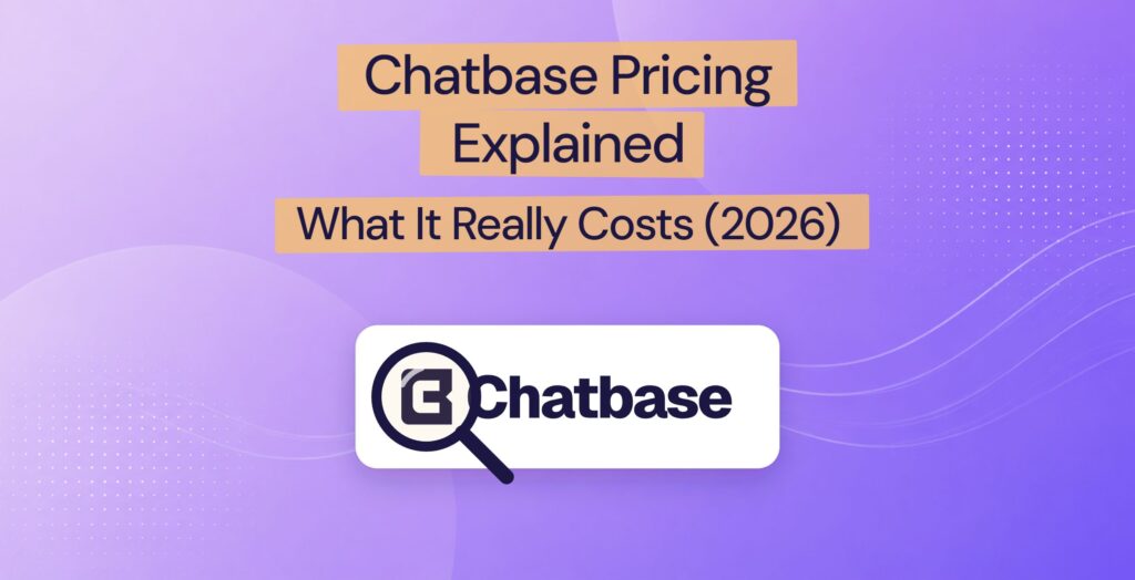 The Chatbase logo under a magnifying glass, illustrating a close look at Chatbase pricing in 2026