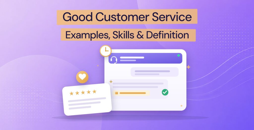 Good customer service shown as a scene: a support agent and a delighted customer either side of a chat that answers accuratel